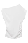Mango Drape One-shoulder Top In White