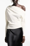 Mango Asymmetrical Modal Top Ecru In Ecru
