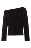 Mango Asymmetric Off The Shoulder Velvet Top In Brown