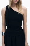 Mango Asymmetric One-shoulder Top In Black
