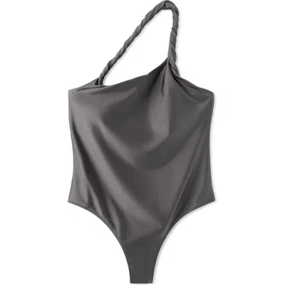 Mango Asymmetric One-shoulder One-piece Swimsuit In Gray