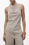 Mango Asymmetric Open Back Halter Top In Gray
