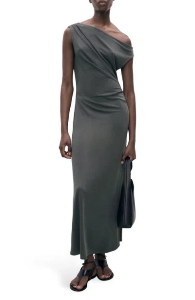 MANGO MANGO ASYMMETRIC PLEATED MAXI DRESS