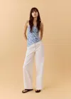 Mango Asymmetric Printed Top In Blue