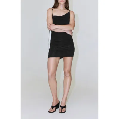 Mango Asymmetric Ruched Body-con Dress In Black