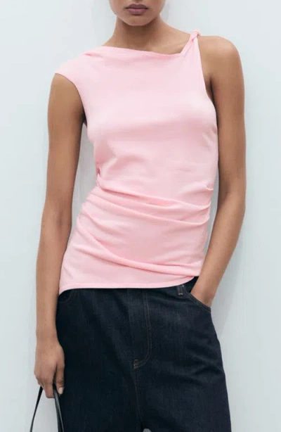 Mango Asymmetric Ruched Knit Top