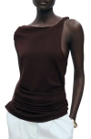 Mango Asymmetric Ruched Knit Top