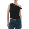 Mango Asymmetric Ruched Top In Black