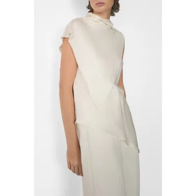 Mango Asymmetric Satin Top In Off White