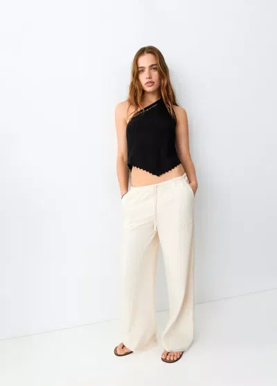 Mango Asymmetric Sequin Top In Black