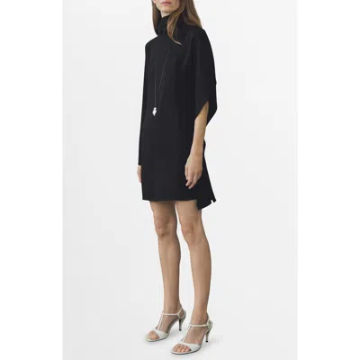 Mango Asymmetric Sleeve Turtleneck Sweater Dress In Black