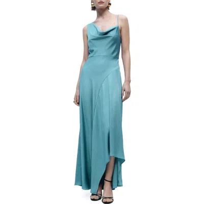 Mango Asymmetric Sleeveless Dress In Blue