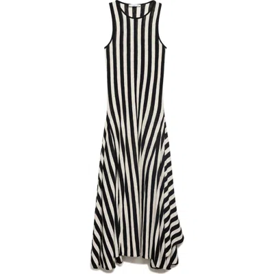 Mango Asymmetric Sleeveless Knit Maxi Dress In Black