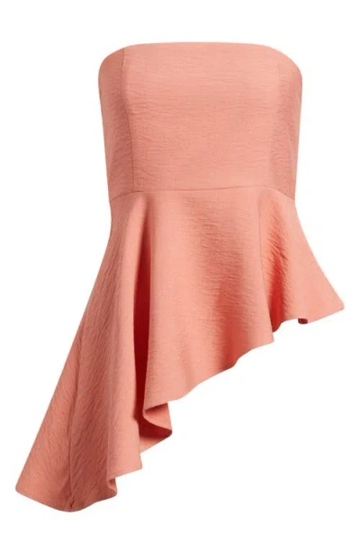 Mango Asymmetric Strapless Top In Pink