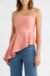 Mango Asymmetric Strapless Top In Red