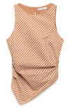 Mango Asymmetric Stripe Sleeveless Top In Pink