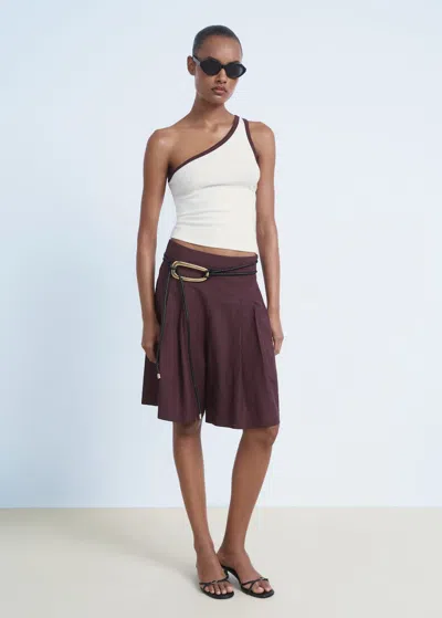 Mango Asymmetric Top With Contrast Trim Ecru In Multi