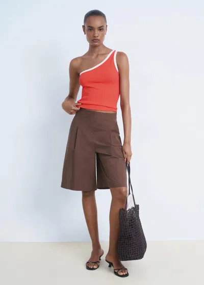 Mango Asymmetric Top With Contrast Trim Red In Multi