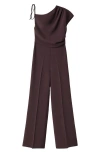 Mango Asymmetric Wide Leg Jumpsuit In Brown