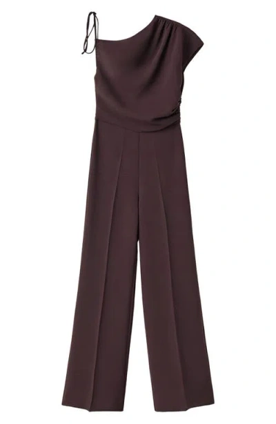 Mango Asymmetric Wide Leg Jumpsuit In Brown