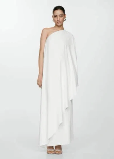 Mango Asymmetrical Cape Dress White In Blanc