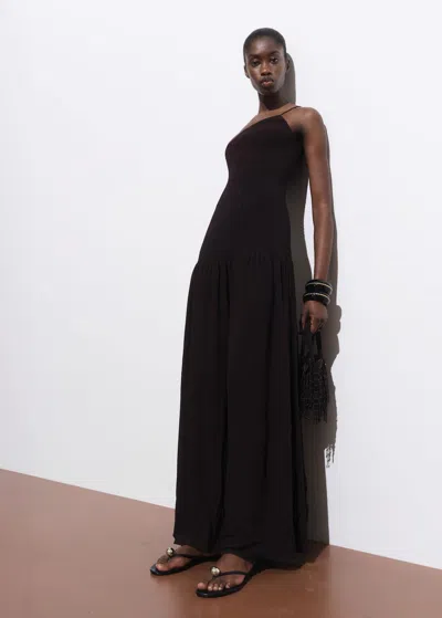 Mango Asymmetrical Combined Dress Chocolate