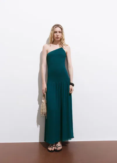 Mango Asymmetrical Combined Dress Prussian Blue