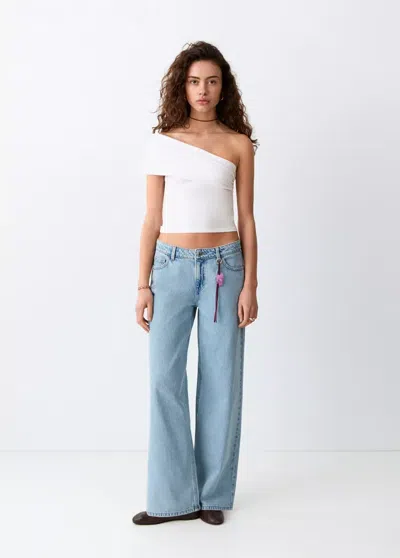 Mango Asymmetrical Crop Top In White