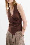 Mango Asymmetrical Crossover Top In Brown