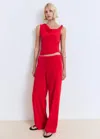 Mango Top Asymétrique À Bretelle Drapé Rouge - Femme - L -