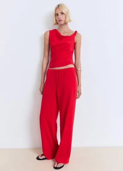 Mango Top Asymétrique À Bretelle Drapé Rouge - Femme - L -
