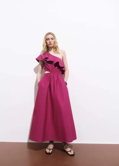 Mango Asymmetrical Dress With Cut-out Fuchsia