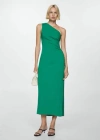 Mango Asymmetrical Dress With Draped Details Green In Vert