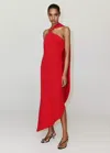 Mango Asymmetrical Dress With Scarf In Red