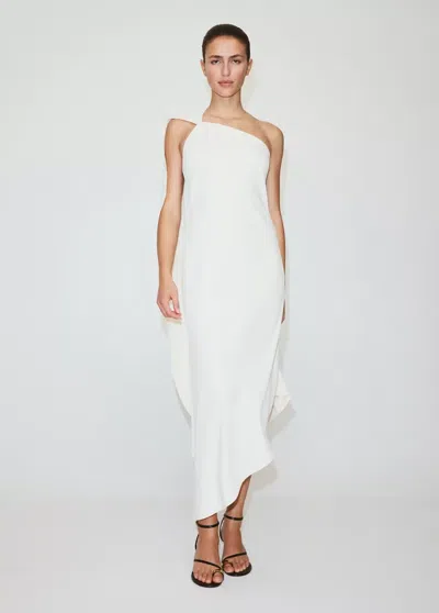 Mango Asymmetrical Dress With Scarf In Ecru