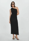 Mango Asymmetrical Dress With Side Slit Black