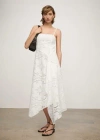 Mango Asymmetrical Embroidered Dress Off White In Blanc Cassé