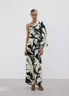Mango Asymmetrical Flared-sleeve Jumpsuit In Ecru