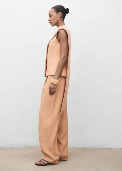 Mango Asymmetrical Foulard Top Nude In Brown