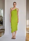 Mango Asymmetrical Fringed Midi-dress Lime In Citron Vert