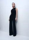 Mango Asymmetrical Jumpsuit With Draped Detail Black In Black