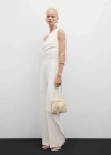 Mango Asymmetrical Jumpsuit With Draped Detail Off White In Off White
