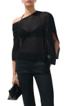Mango Asymmetrical Knitted Cape In Black