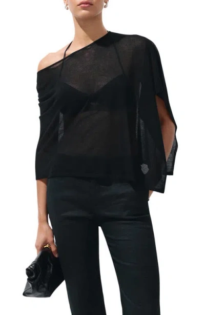 Mango Asymmetrical Knitted Cape In Black