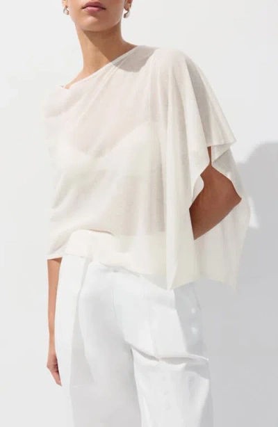 Mango Asymmetrical Knitted Cape In White