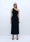 Mango Asymmetrical Knitted Top With Bow Black In Black