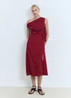 Mango Asymmetrical Knotted Dress Burgundy