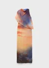 Mango Abstract Print Cape Detail Gown