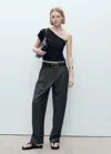 Mango Asymmetrical Linen Top Black