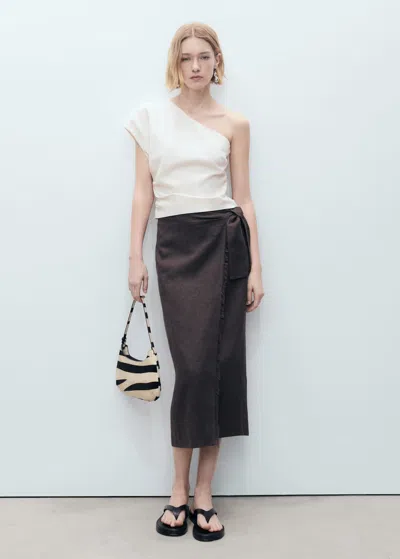 Mango Asymmetrical Linen Top Off White